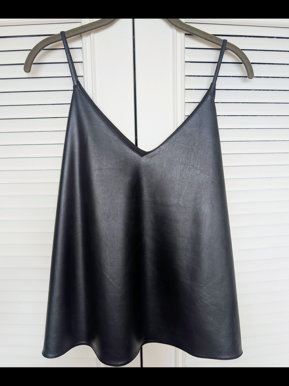 Express Black Faux Leather V-Neck Tank M